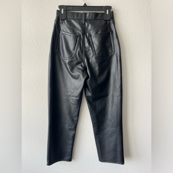 Abercrombie & Fitch Ultra High Rise Curve Love Leather Ankle Straight Pant - Picture 4 of 7